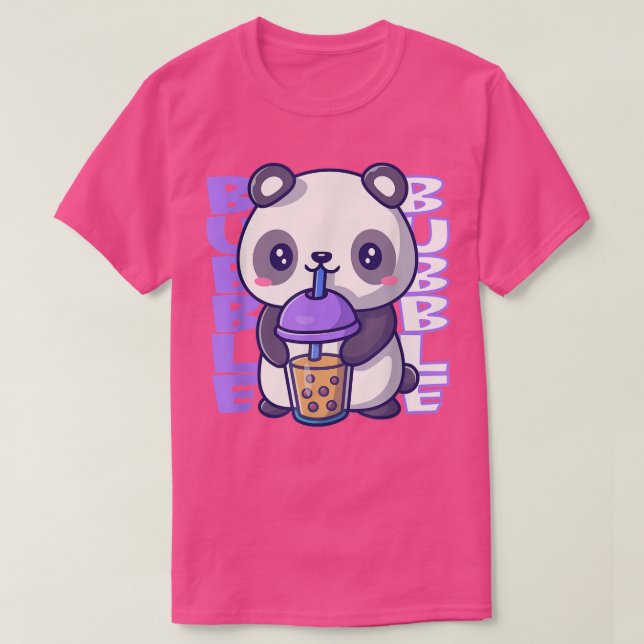 Blütenmilch niedlich Panda Bär Kawaii Trinkblase T-Shirt (Design vorne)