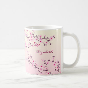 Blütenmonogramm Kirschblüte Rosa Weiblich Kaffeetasse