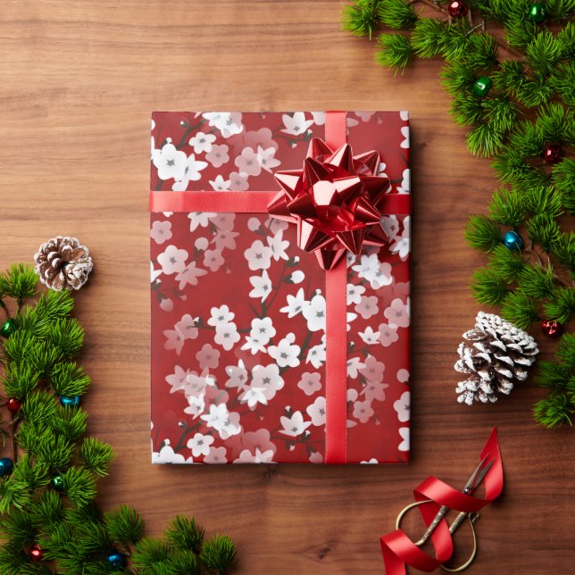 Blütenmuster aus der Blüte des Rotkrebses  Geschenkpapier (Feiertagsgeschenk)