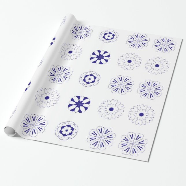 Blütenmuster Geschenkpapier (Ungerollt)