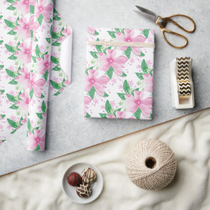 Blütenmuster Rosa Orchidee Geschenkpapier