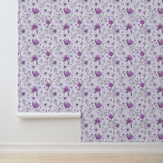 Blütenmuster Rosa und Lavendel Tapete