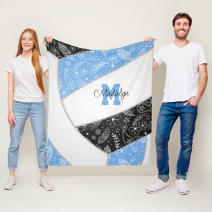 Blütenpaisley-Federn lch blauen schwarzen Volleyba Fleecedecke