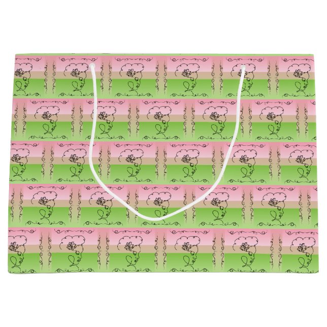 Blütenpeony Horizontal Geschenktasche Große Geschenktüte (Vorderseite)