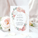Blütenpfirsich und duftige Rose Blumenzehen Einladung<br><div class="desc">Elegante romantische Pastellfarben Blume Hochzeit</div>