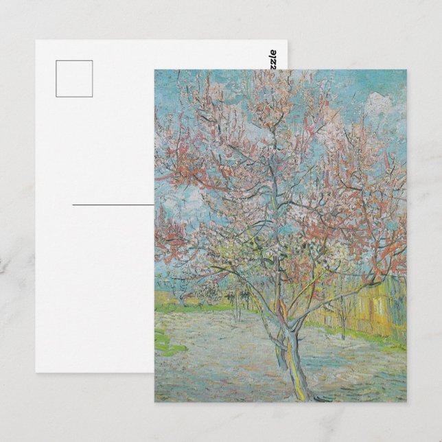 Blütenpfirsichbaum Postkarte (Vorne/Hinten)