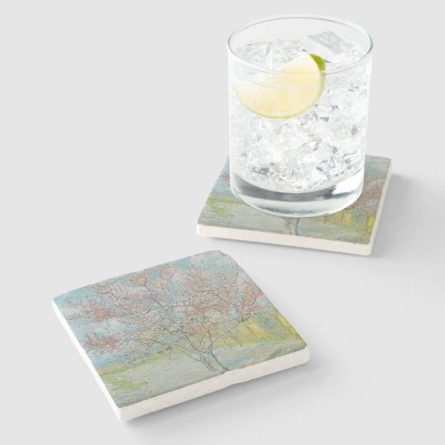 Blütenpfirsichbaum Steinuntersetzer (Seitenansicht)