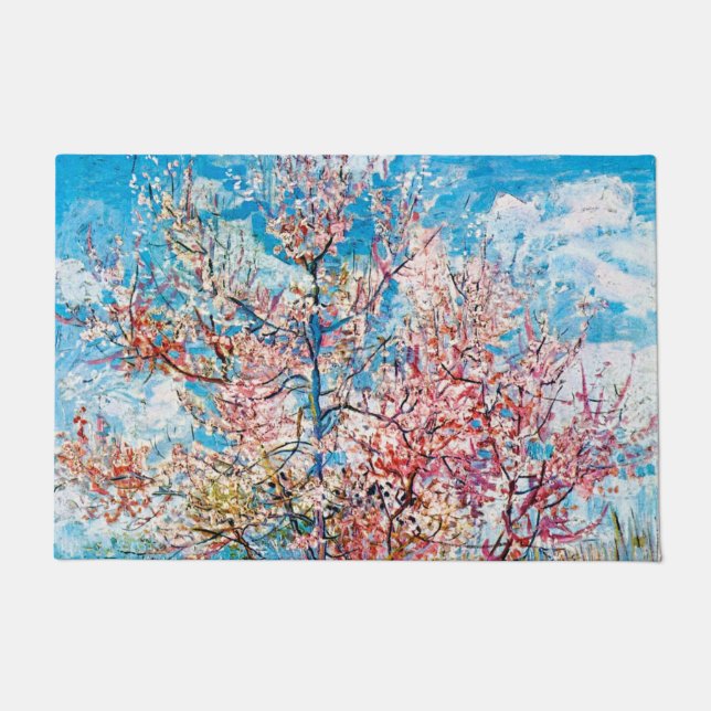 Blütenpfirsichbaum, Van Gogh Fußmatte (Vorderseite)