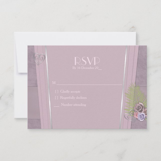 Blütenpflaume, blass, lila und blumengeschmückt RSVP karte (Vorderseite)