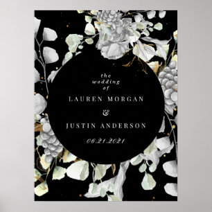 Blütenplatz Silbergold Hochzeit Poster