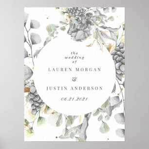 Blütenplatz Silbergold Hochzeit Poster