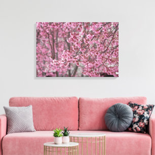 Blütenposter mit rosa japanischen Kirschblüten Leinwanddruck