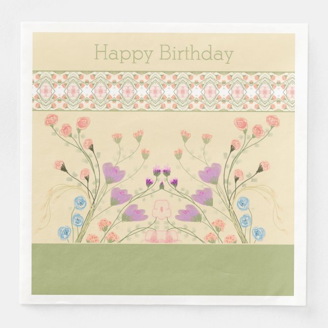 Blütenpracht mit Grün Serviette (Vorderseite)