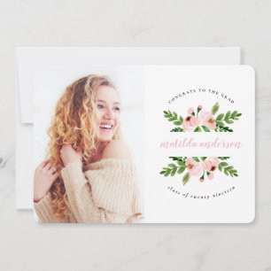 Blütenrosa Aquarell Abschluss Foto Ankündigung