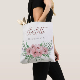 Blütenrosa Aquarellblüte Tasche Bridesmaid