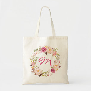 Blütenrosa Bläschen und Monogramm Tragetasche