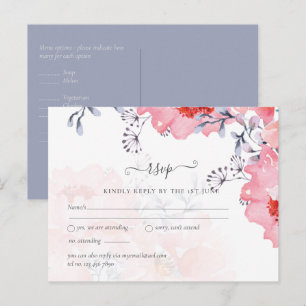 Blütenrosa Bläserblütenblütenblauer Hochzeitstag Postkarte