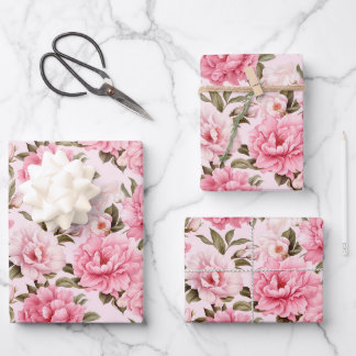 Blütenrosa Blume Geschenkpapier Set