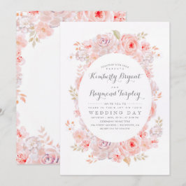 Blütenrosa Blumenkraut | Elegante Vintage Wedding Einladung