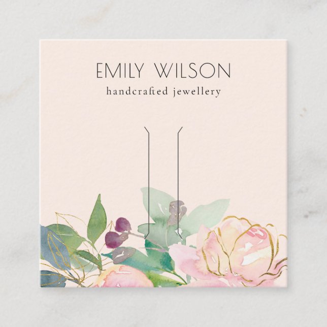 Blütenrosa Blumenstanze Clip Display Quadratische Visitenkarte (Vorderseite)