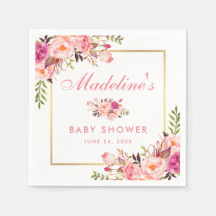 Blütenrosa Blush Gold Frame Baby Dusche Serviette