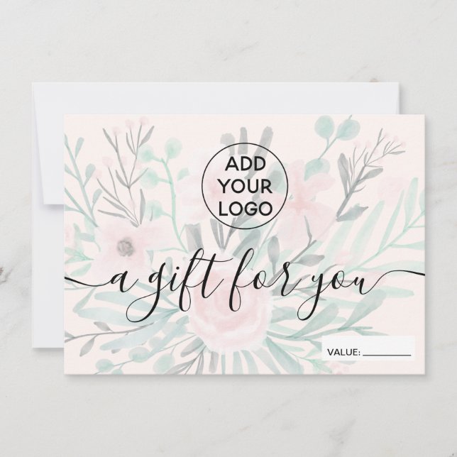 Blütenrosa Blütenfarben Logo Geschenkgutschein (Vorderseite)