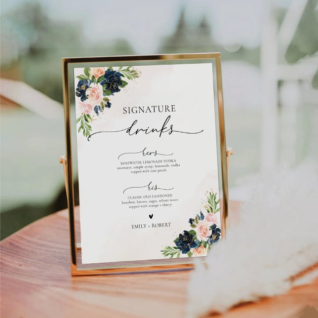 Blütenrosa Blütenunterschrift Getränke für Navy un Sockelschild (Von Creator hochgeladen)