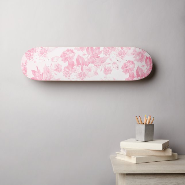 Blütenrosa Böhmische Vintage Blüte Skateboard (Wandkunst (Horz))