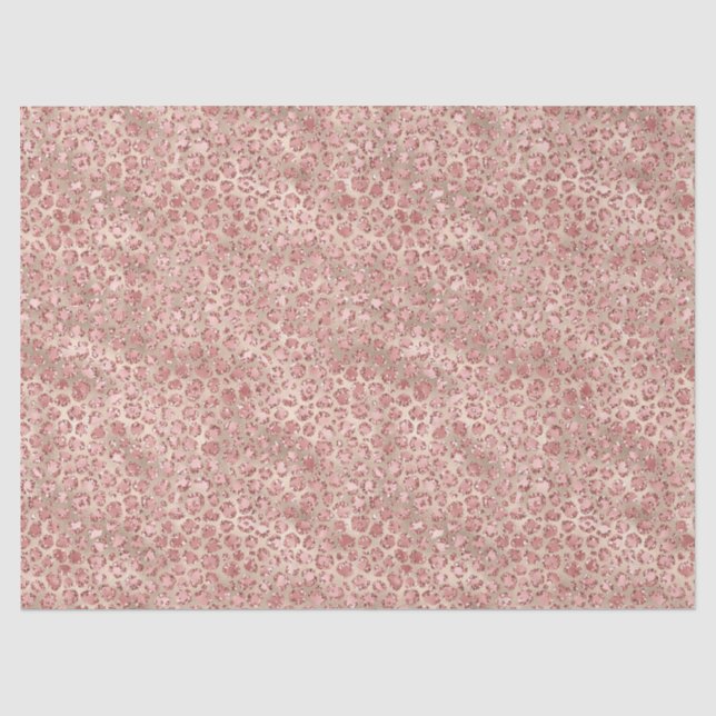 Blütenrosa Glitzy Glitzer Leopardrucke Seidenpapier (Vorderseite)