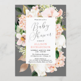 Blütenrosa, graue Dusche Einladung