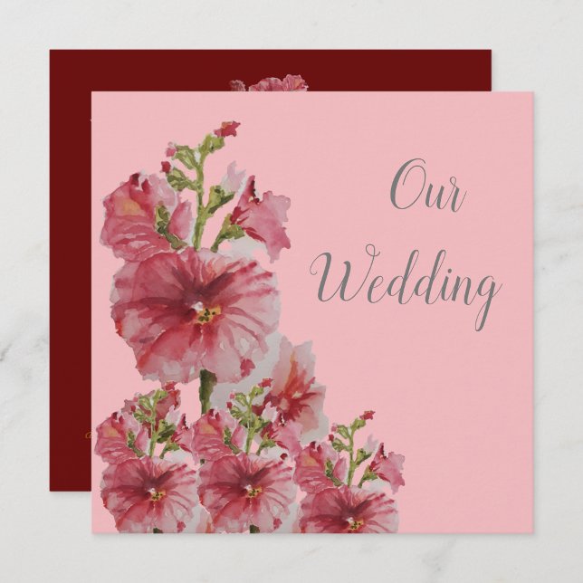 Blütenrosa Holyhock Blütenhochzeit Einladung (Von Creator hochgeladen)