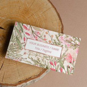 Blütenrosa Korallenwald grüne Aquarellfarben Blüte Visitenkarte