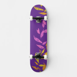 Blütenrosa Lila Gelb Herbstblatt Skateboard