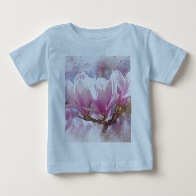 Blütenrosa Lila Magnolien - Frühjahrswoche Blume Baby T-shirt (Vorderseite)