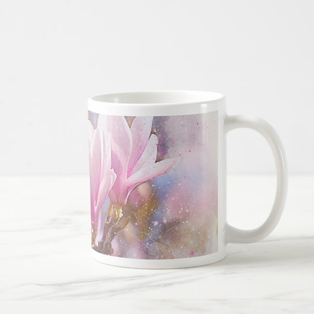 Blütenrosa Lila Magnolien - Frühjahrswoche Blume Kaffeetasse (Rechts)