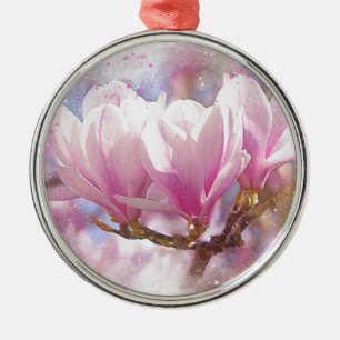 Blütenrosa Lila Magnolien - Frühjahrswoche Blume Ornament Aus Metall