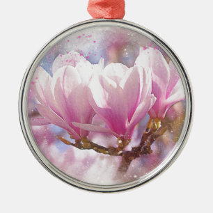 Blütenrosa Lila Magnolien - Frühjahrswoche Blume Ornament Aus Metall