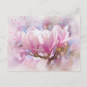 Blütenrosa Lila Magnolien - Frühjahrswoche Blume Postkarte