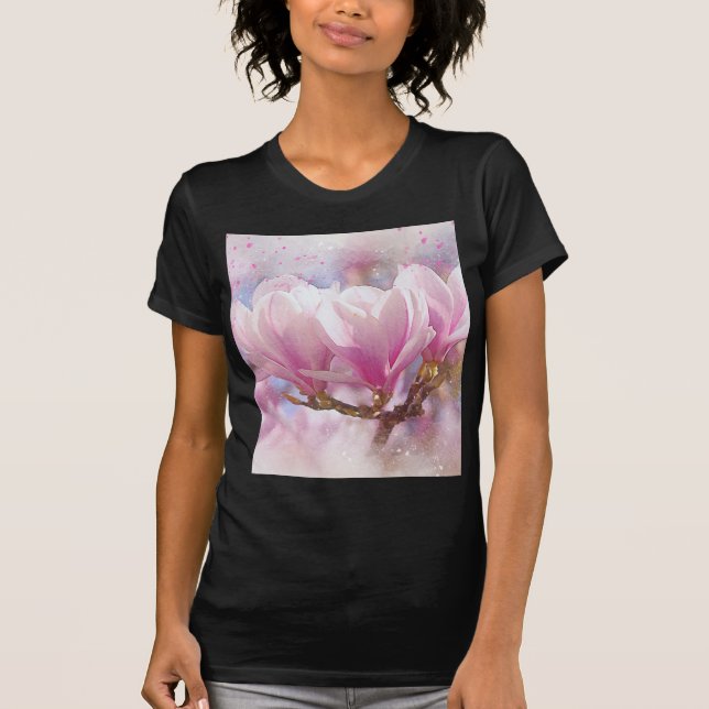 Blütenrosa Lila Magnolien - Frühjahrswoche Blume T-Shirt (Vorderseite)
