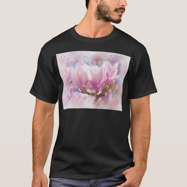 Blütenrosa Lila Magnolien - Frühjahrswoche Blume T-Shirt (Vorderseite)