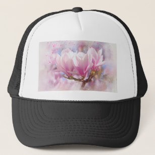 Blütenrosa Lila Magnolien - Frühjahrswoche Blume Truckerkappe