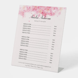 Blütenrosa Makeup Haare Preisliste Sockelschild