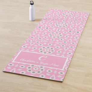 Blütenrosa Moderne Blumenmonogramm Yogamatte