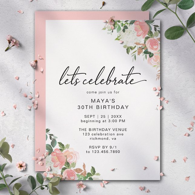 Blütenrosa | Moderne Elegant Girly Birthday Einladung (Von Creator hochgeladen)