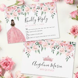 Blütenrosa Quinceanera RSVP-Karte RSVP Karte