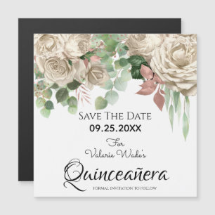 Blütenrosa Quinceanera Save the Date Magnetkarte