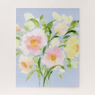 Blütenrosa Rosa, Aquarellblume Puzzle