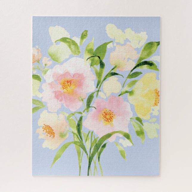 Blütenrosa Rosa, Aquarellblume Puzzle (Vertikal)