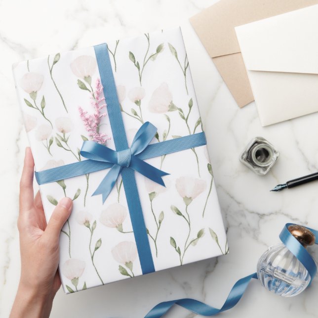 Blütenrosa Weiße Blüte Geburtstag Geschenkpapier (Schenken)