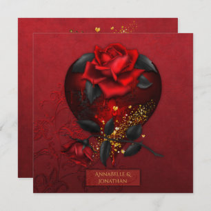 BlutenRosen-Schwarzes verlässt Gold Wedding   Einladung